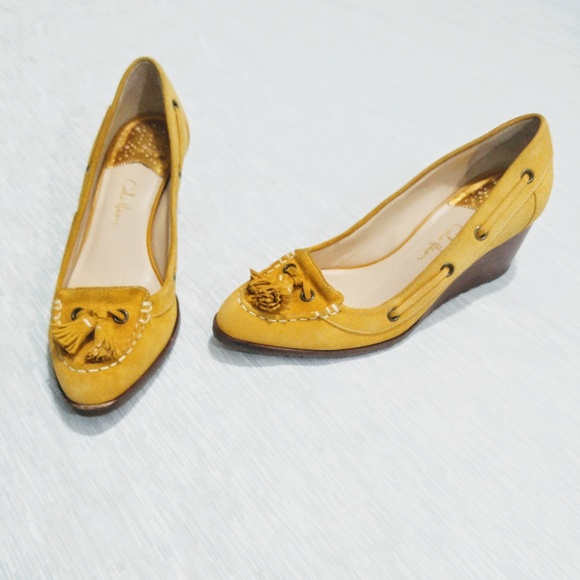 Cole Haan Shoes - Cole Haan Mustard Yellow Wedges size 9.5